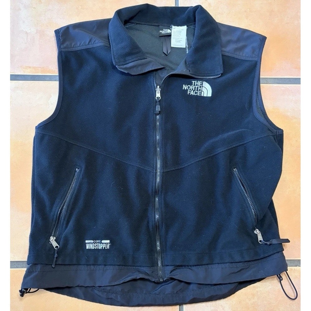 Vintage The North Face Gore Windstopper Fleece Vest Black Outdoor Hiking Mens XL